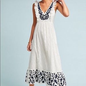 White Embroidered Midi Dress